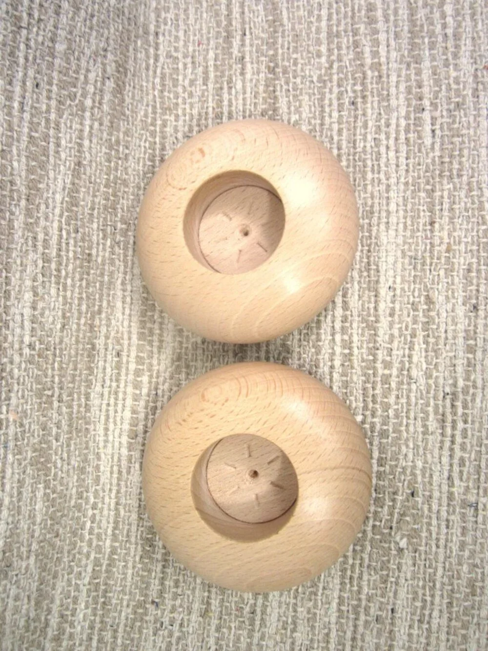 NEW Oak or Ash Wood Turned Tea Light Candle Holder Contemporary MCM Round Lite